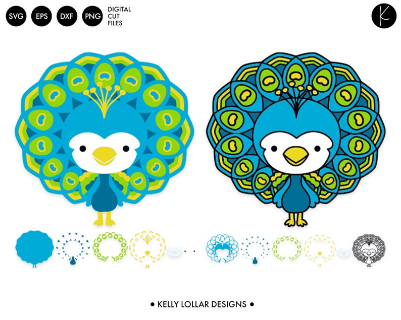 Download Cute Kawaii Peacock SVG Cut Files Fun Peafowl Character ...