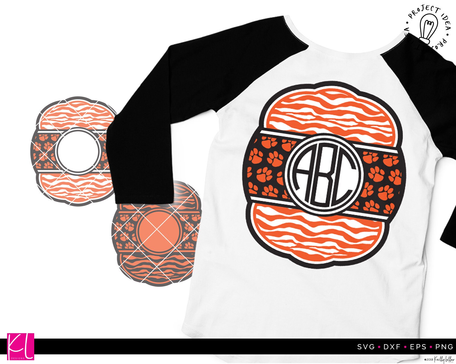 Download Tiger Stripe and Paw Print Monogram SVG Cut Files for ...