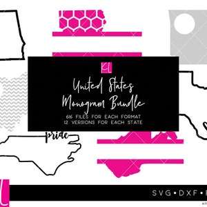 Monogram svg Bundle State Outline svg SVG Bundle Monogram | Etsy