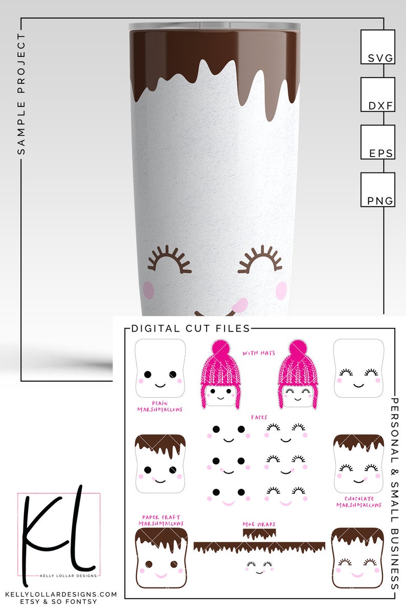 Download Cute Kawaii Marshmallow svg cut file for Winter Mugs | Etsy