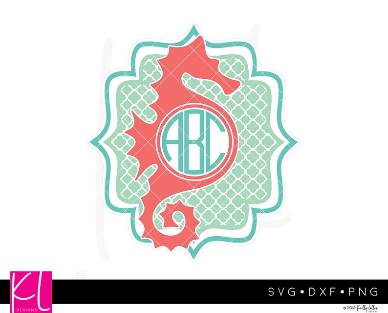 Download Seahorse Beach Monogram SVG Cut File for Summer | Etsy
