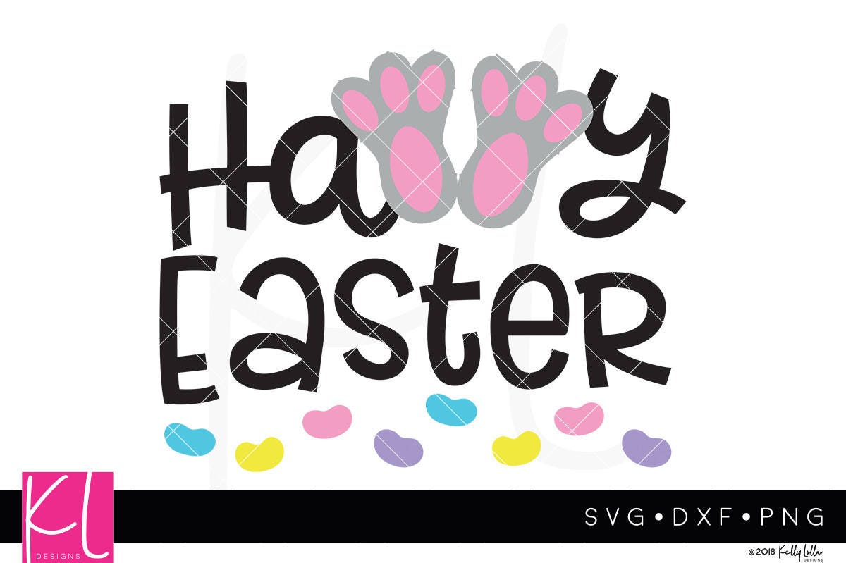 Download Happy Easter Bunny Feet SVG Cut File with Jelly Beans for ...