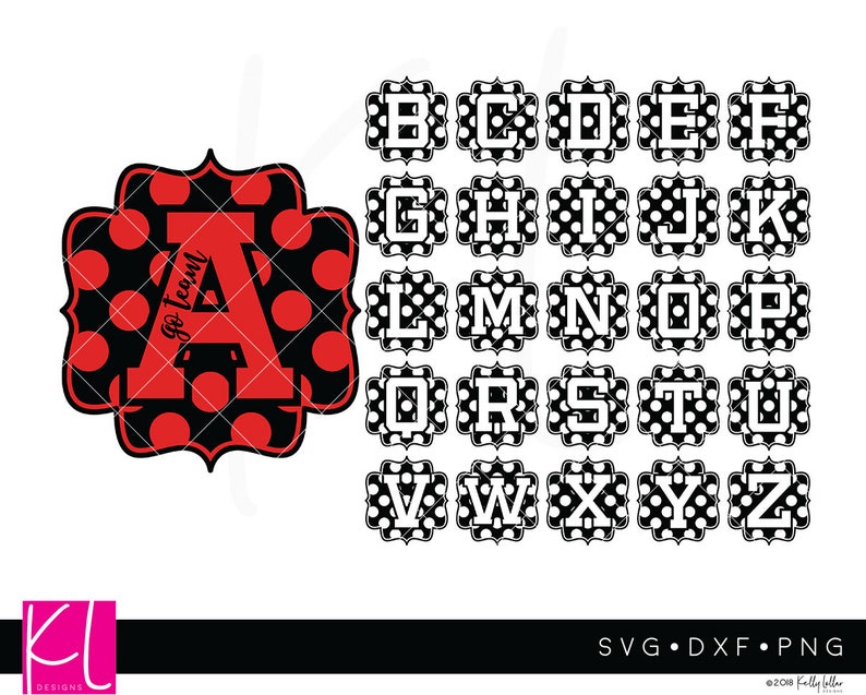 Download Polka Dot Alphabet Athletic Monogram SVG Cut Files for ...
