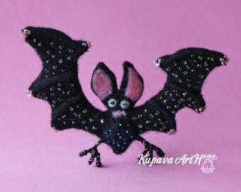 Nålfilt brosch nål Svart fladdermus nål Spöklika tillbehör Filtdjur smycken Gotisk vampyr fladdermus Halloween kostym fest smycken Ylle gåva