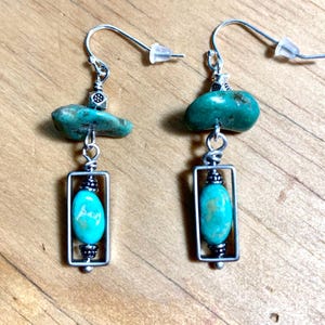Turquoise Nugget Dangle Earrings