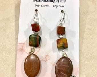 Red Creek Jasper Earthtone Dangle Earrings