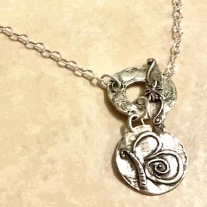 B Disc Front Toggle Sterling Cable Chain Choker Necklace