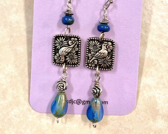Silver Bird Of Paradise Teardrop Earrings