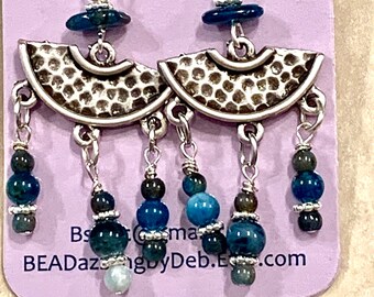 Natural Apatite Beaded Chandelier Earrings