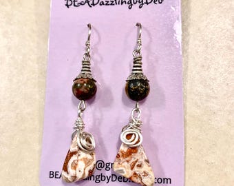 Mexican Crazy Lace Agate Dangle Earrings