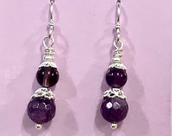 Natural Amethyst Sterling Silver Earrings