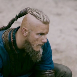 Langes Haarband aus Leder Vikings Warrior Björn Eisenseite Schwarz Bild 2
