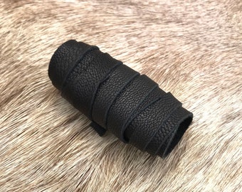 Hair band - Ragnar Loðbrók Vikings medieval warrior hairband / leather hair wrap - black