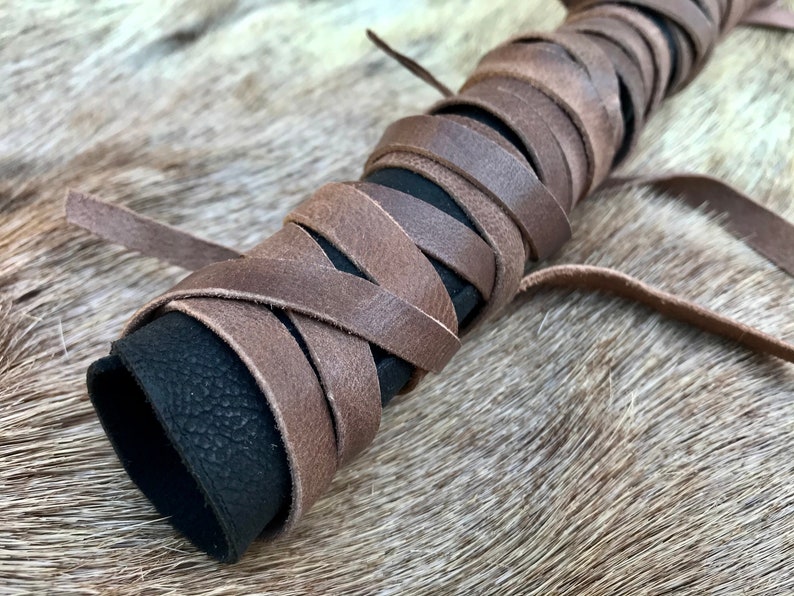 Langes Haarband aus Leder Vikings Warrior Björn Eisenseite Schwarz Black/medium brown