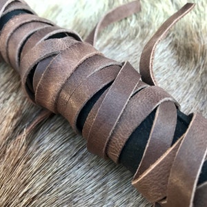 Langes Haarband aus Leder Vikings Warrior Björn Eisenseite Schwarz Bild 8