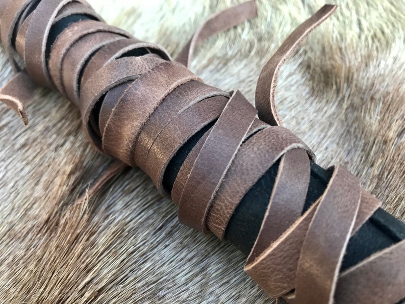 Langes Haarband aus Leder Vikings Warrior Björn Eisenseite Schwarz Bild 8