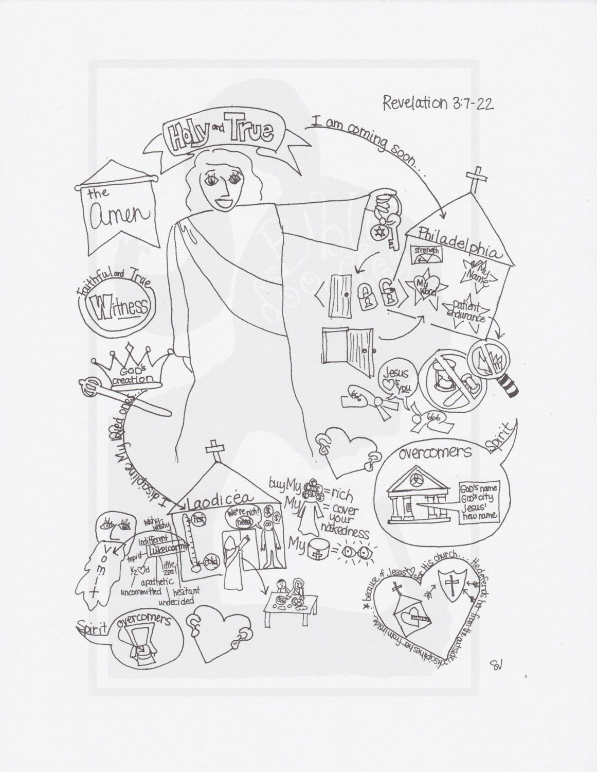 Bible Doodle Study Packet for Revelation 1-3- Christ and the Churches ...