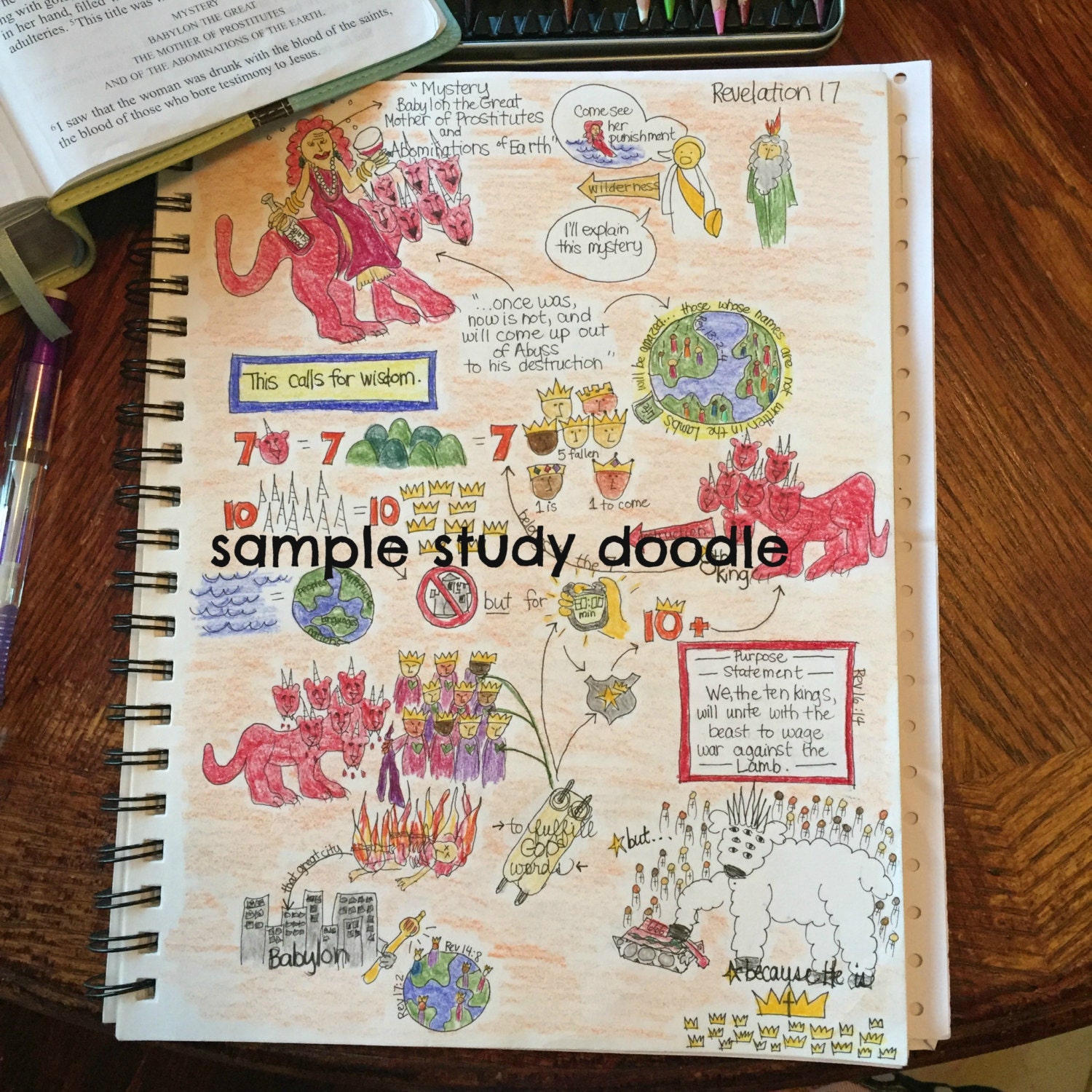 Bible Doodle Study Guide for Revelation 17- the Prostitute on the Beast ...