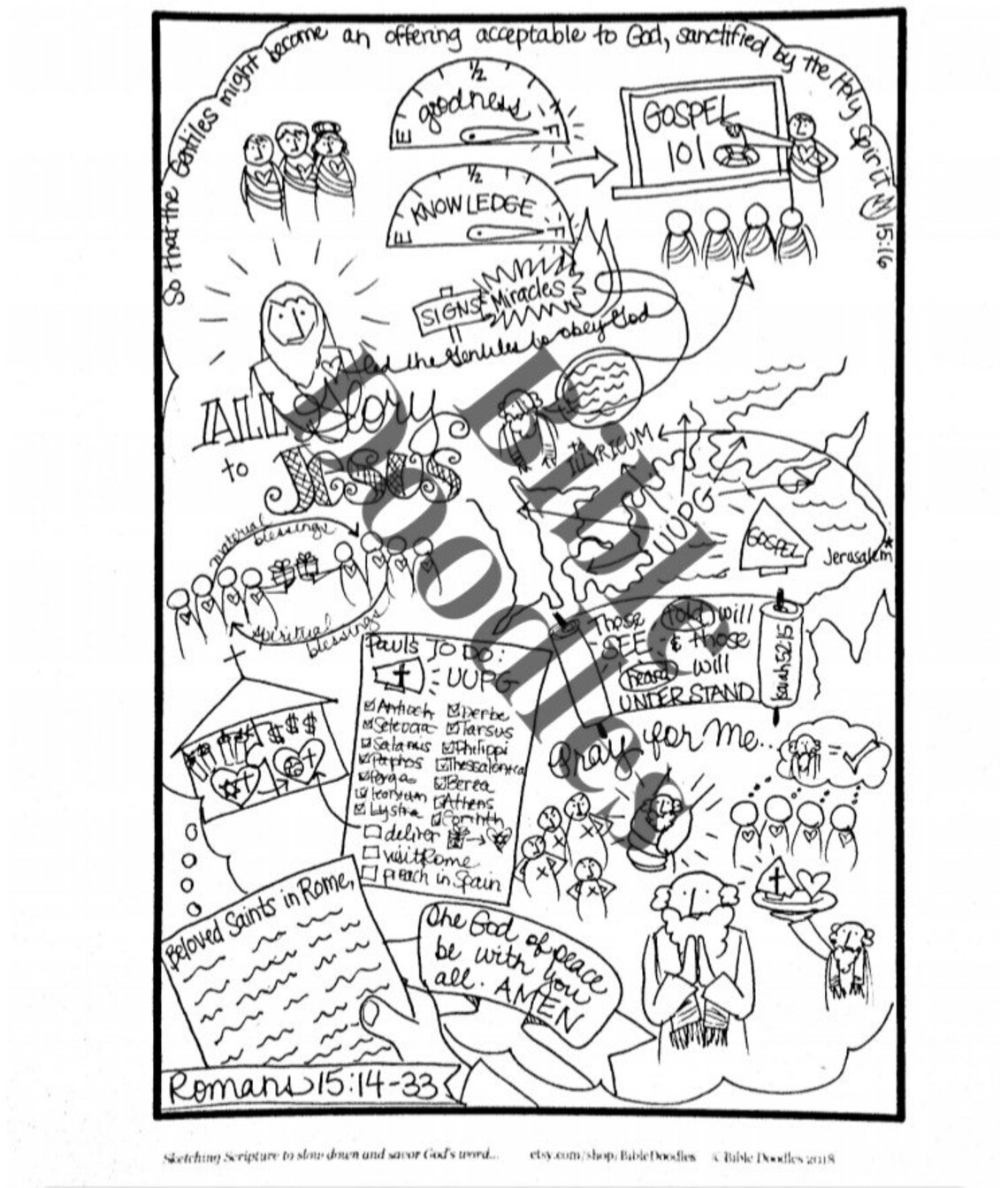 Bible Doodle Study Packet for Romans Chapters 13-16 - Etsy