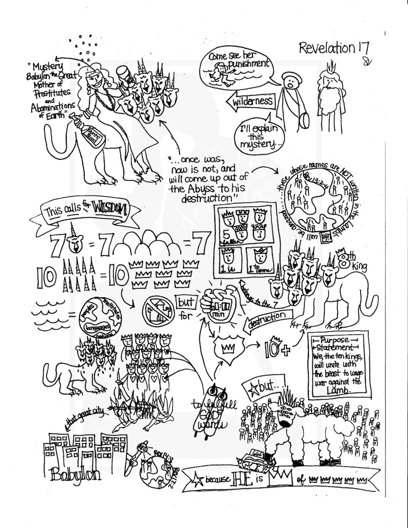 Bible Doodle Study Guide for Revelation 17- the Prostitute on the Beast ...