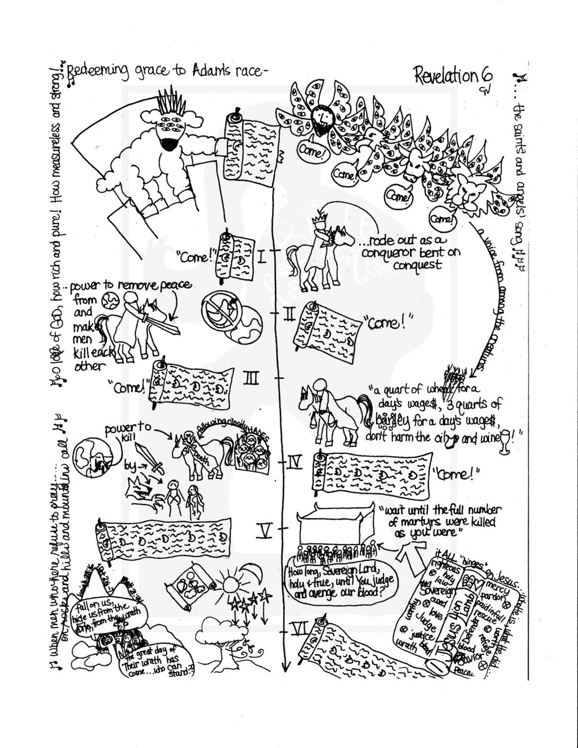 Bible Doodle Study Guide for Revelation 6- the Lamb Opens the First Six ...