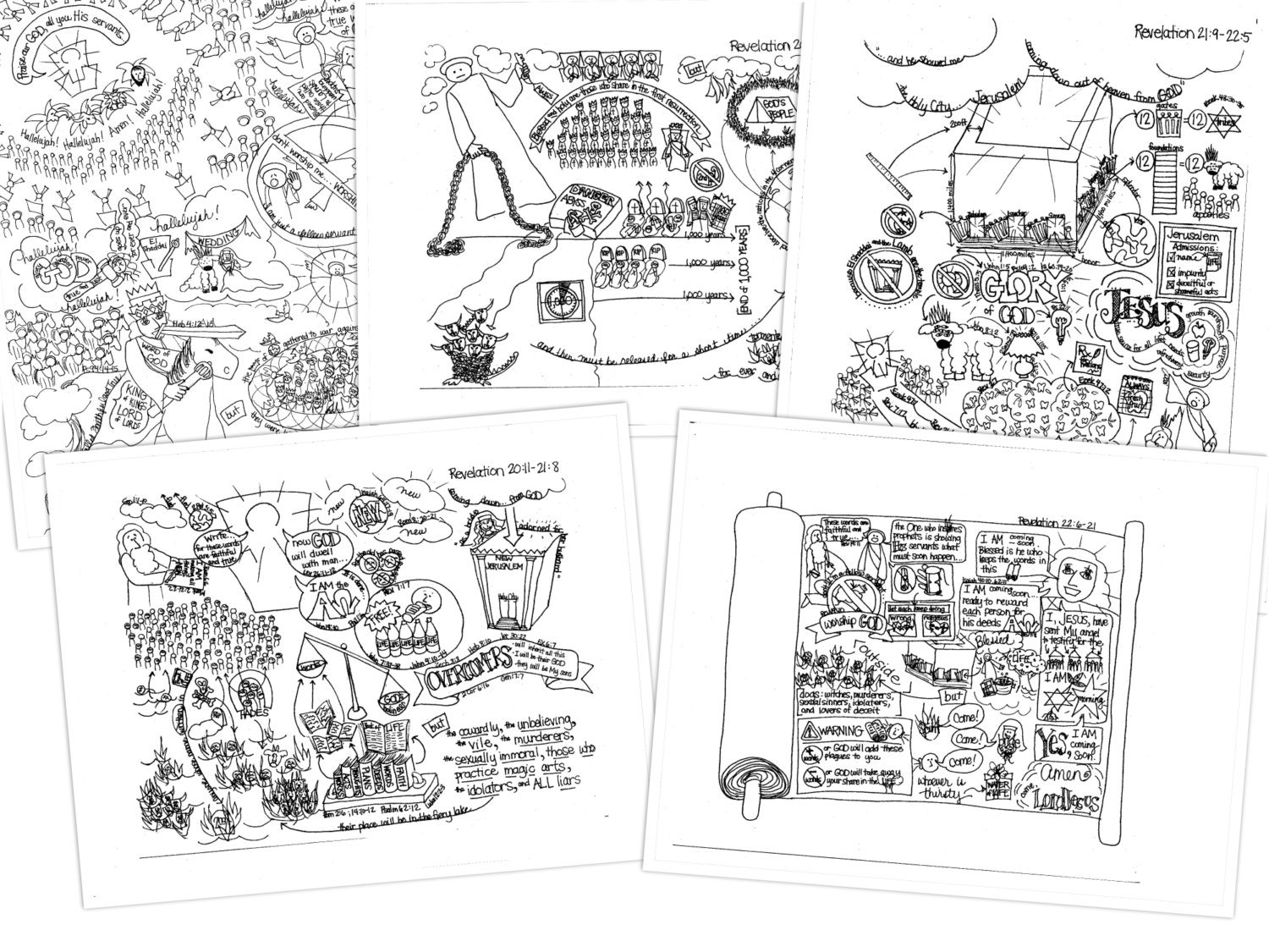 Bible Doodle Study Packet for Revelation 19-22- the Coming King and the ...
