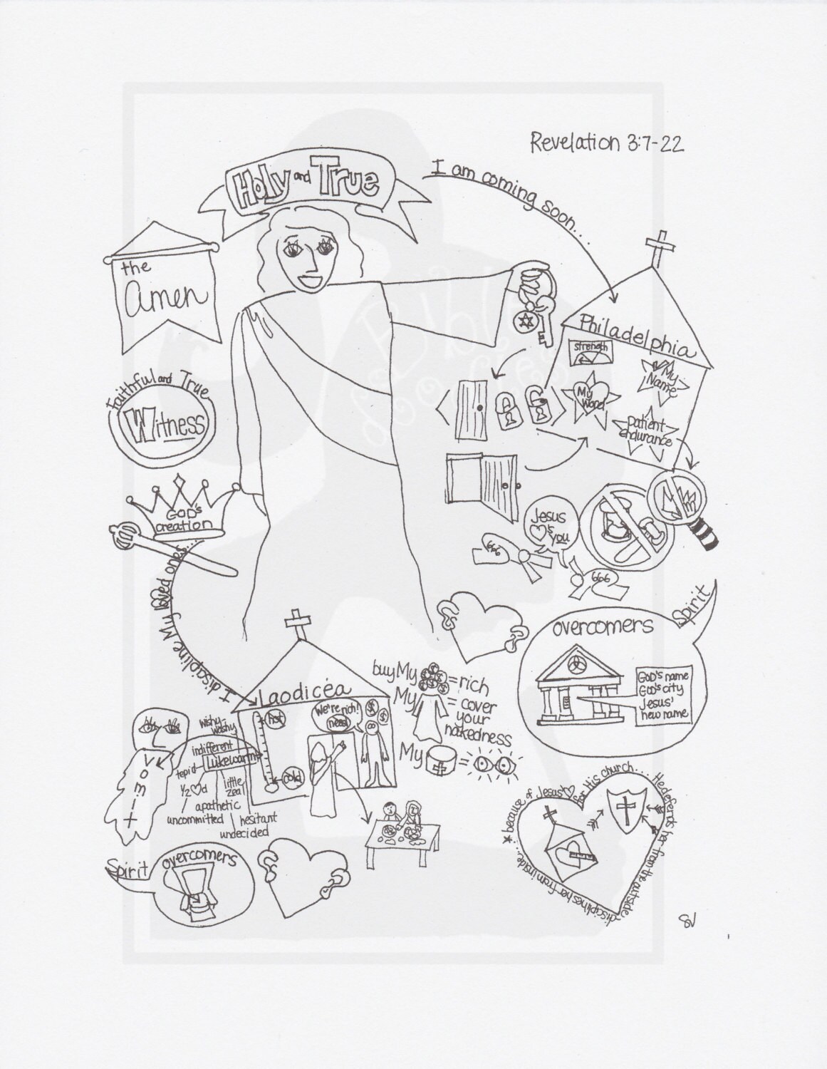 Bible Doodle Study Guide for Revelation 3:7-22- Jesus' Messages to ...