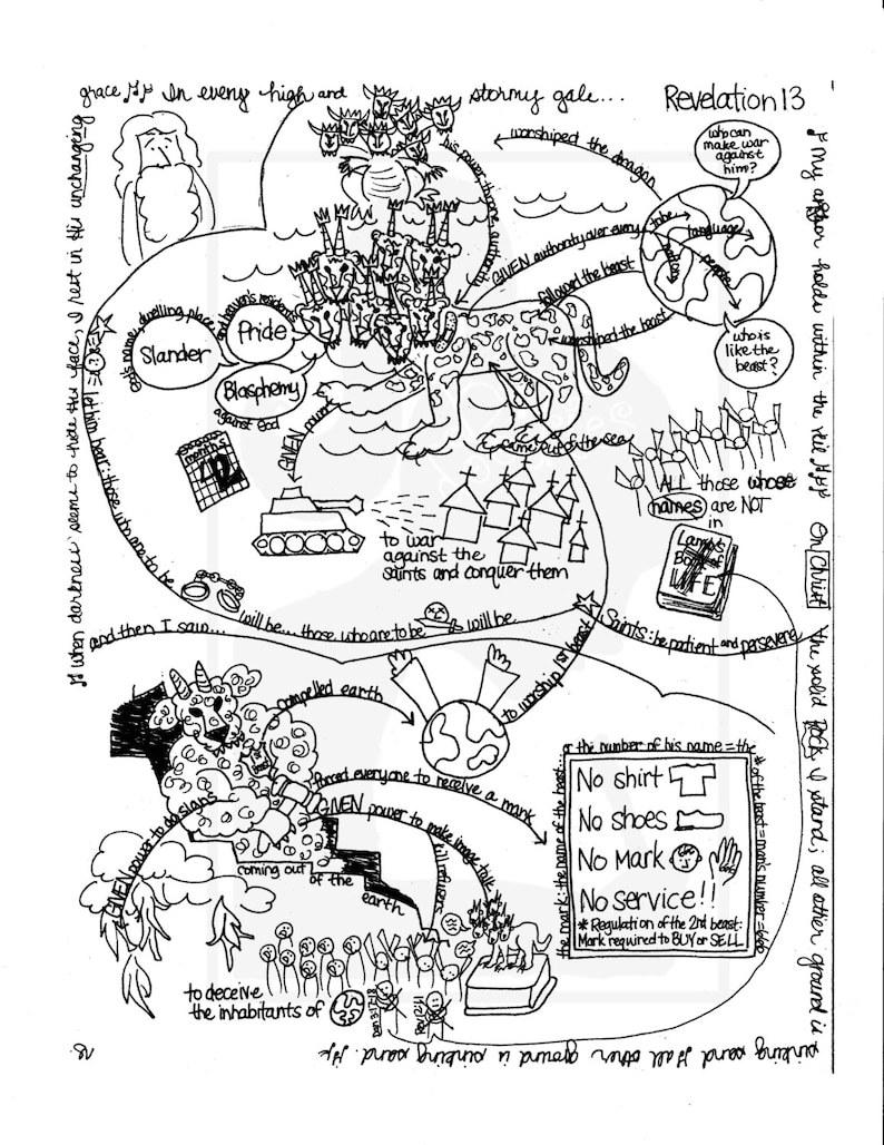 Bible Doodle Study Guide for Revelation 13- the Beast From the Sea and ...