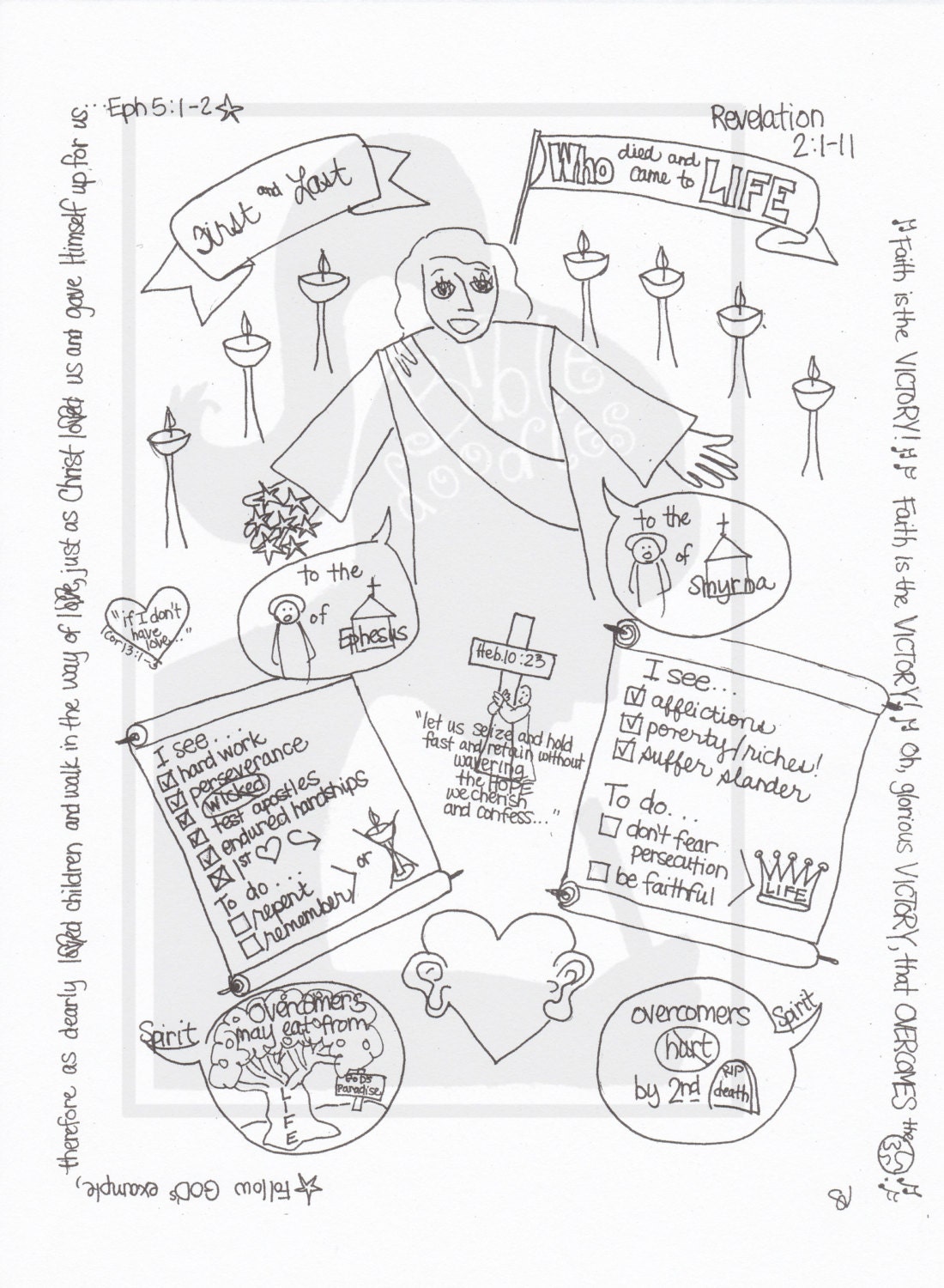 Bible Doodle Study Packet for Revelation 1-3- Christ and the Churches ...