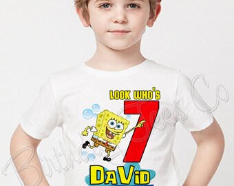 Spongebob Squarepants Shirt Birthday Shirt Custom Name and Age