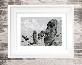 Easter Island Moai Heads Photo Print, Cultural Decor (Digital Download)