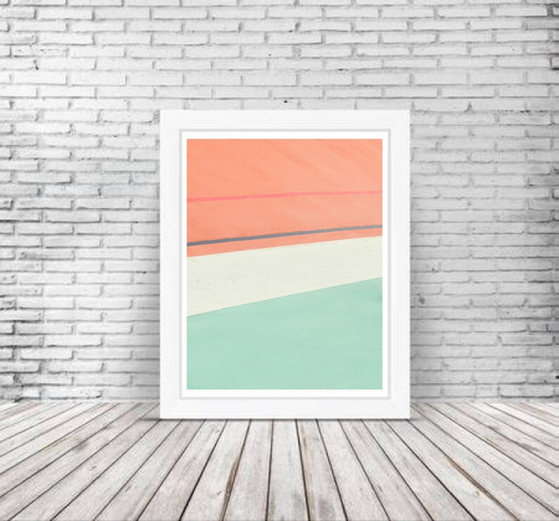 Abstract Peach Mint Green Wall Art Decor Modern Pastel Etsy