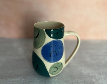 Sad Face Mug; Gift for her; Mother’s Day; Secret Santa gift; Christmas gift; unique ceramics