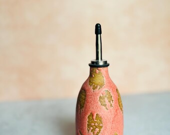 Speckled Pink Handmade Ceramic Oil Dispenser; Christmas Gifts; Pottery gift; Gifts for Her; Gifts for Him; Unique Present