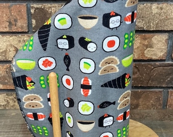 Sushi Print Reusable Paper Towels: 100% Cotton Flannel Cloth Napkins