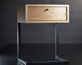 Minimalist nightstand, minimalist end table, pictured in cherry