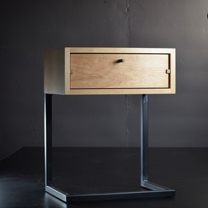 Minimalist nightstand, minimalist end table, pictured in cherry