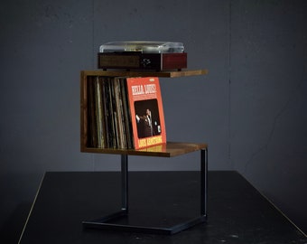 Walnut Mid Century Turntable Stand