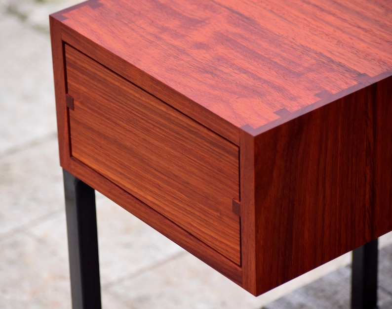 minimalist nightstand, minimalist end table, pictured in padauk image 8