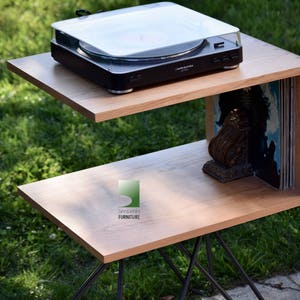 mid century record player stand-pictured in cherry