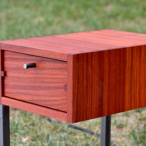 minimalist nightstand, minimalist end table, pictured in padauk image 7