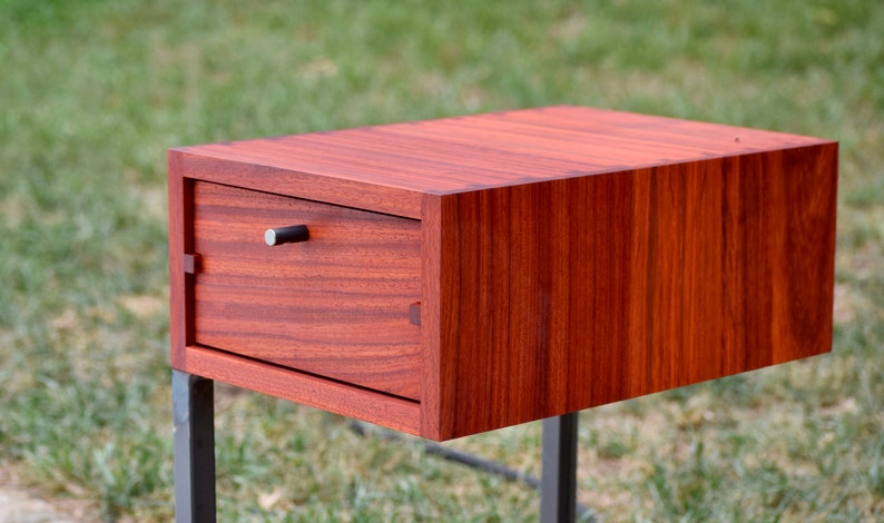 minimalist nightstand, minimalist end table, pictured in padauk image 7