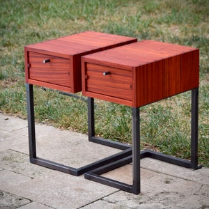 minimalist nightstand, minimalist end table, pictured in padauk image 2