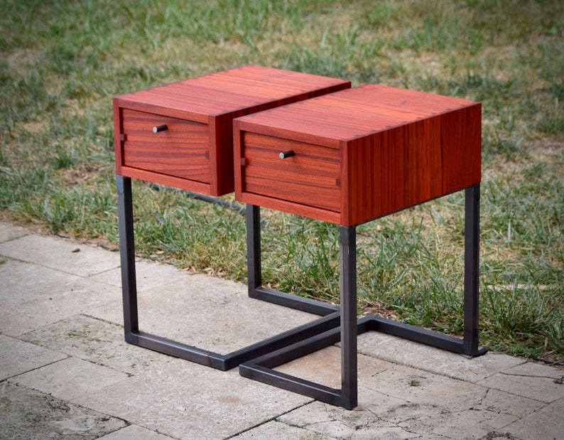 minimalist nightstand, minimalist end table, pictured in padauk image 2