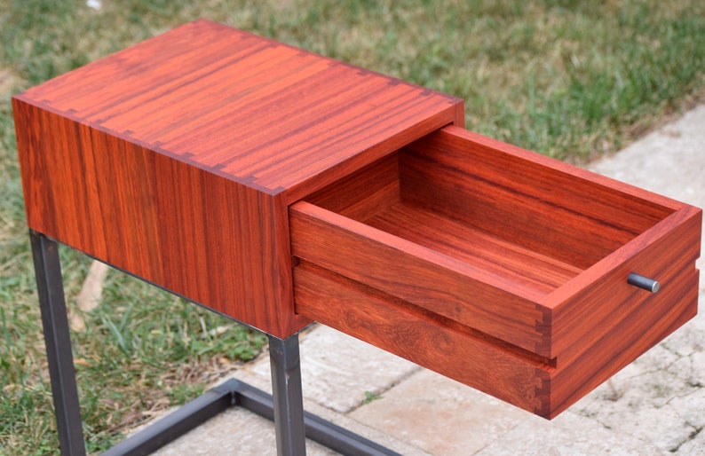 minimalist nightstand, minimalist end table, pictured in padauk image 5