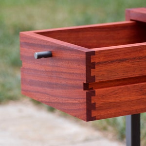 minimalist nightstand, minimalist end table, pictured in padauk image 4