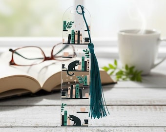 Cat on Bookshelves Bookmark | DTF Vinyl Book Accessory | Cute Cat Lover Gift