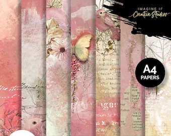 Blushing Belle | A4 Papers | 3Quarter Designs | Junk Journal Papers | Digital Scrapbooking Papers | Printable | Digital Download