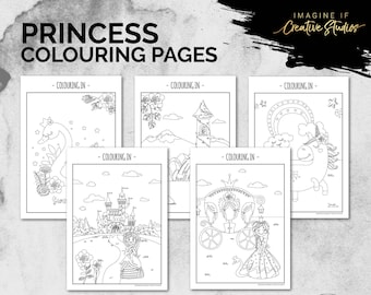 Princess Colouring Pages | Kids Activities | Digital Download | Quarantine and Holiday Activities for Kids | Printables | Colour in