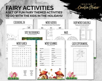 Fairy Activities | Kids Puzzles | Kids Activities | Digital Download | Quarantine and Holiday Activities for Kids | Printable